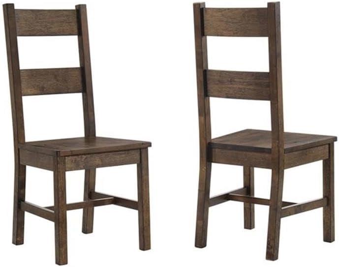 Rustic Golden Brown 9-Piece Dining Set with Ladder-Back Chairs