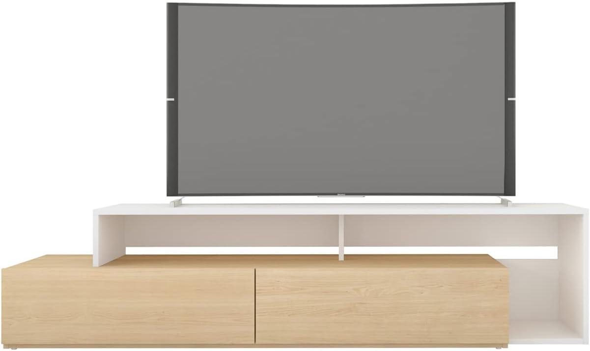 Nexera Tonik TV Stand for TVs up to 80 in Natural Maple & White