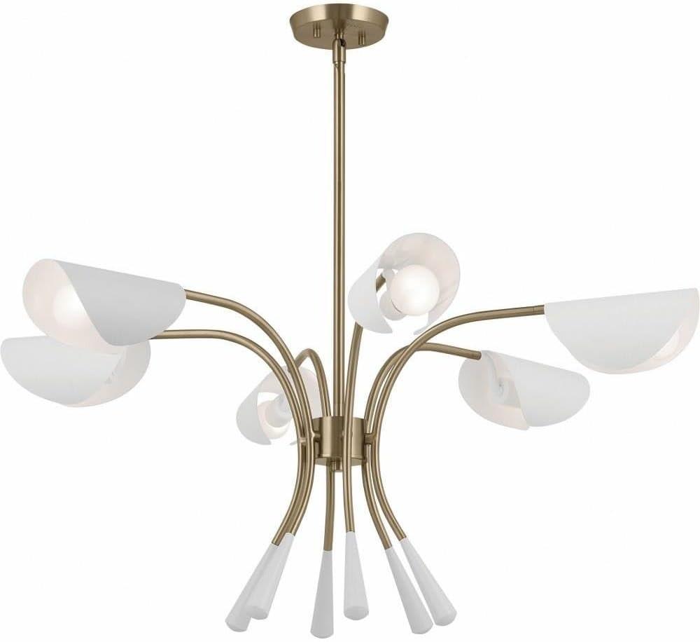 Arcus 39.25" Champagne Bronze and White 6-Light Chandelier