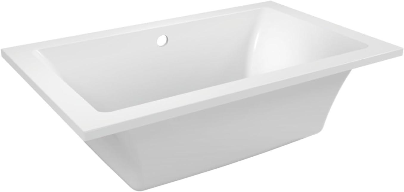 Kingston Brass Aqua Eden 59-Inch Acrylic Rectangular Drop-In Tub with Reversible Drain