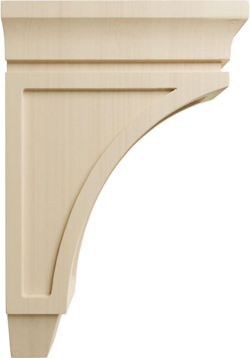 Ekena Millwork 3 3/8"W x 6 3/4"D x 10"H Small Lucan Wood Corbel, Rubberwood