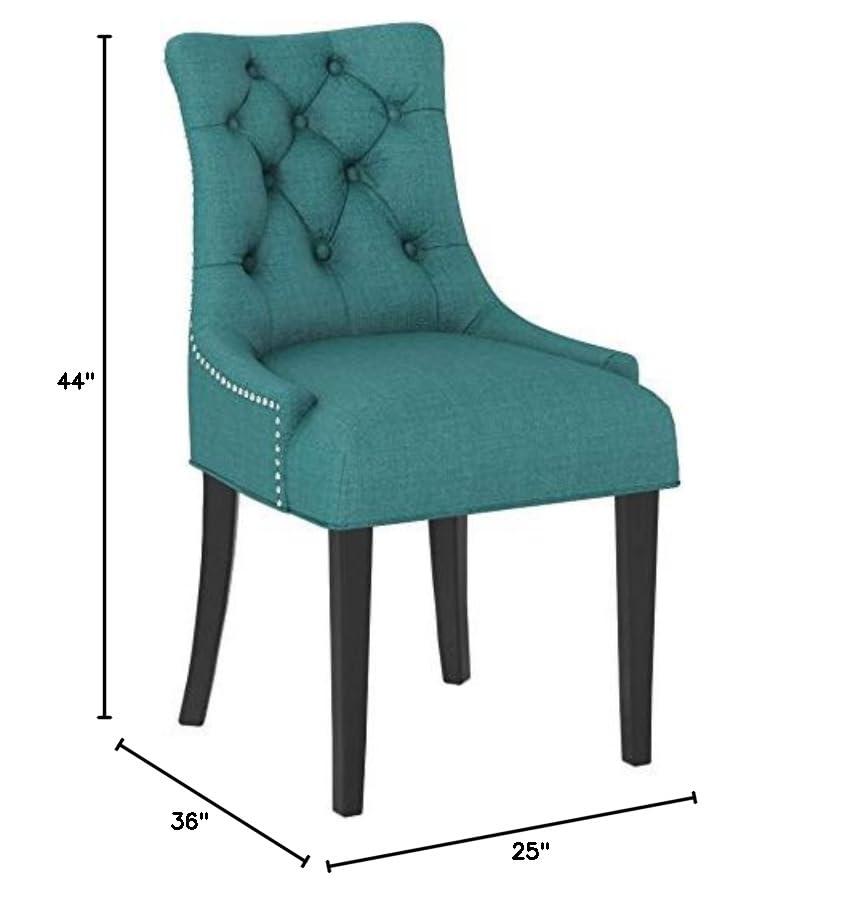 Modway Regent 20.5" Tufted Fabric Dining Side Chair in Teal & Black (Set of 2)