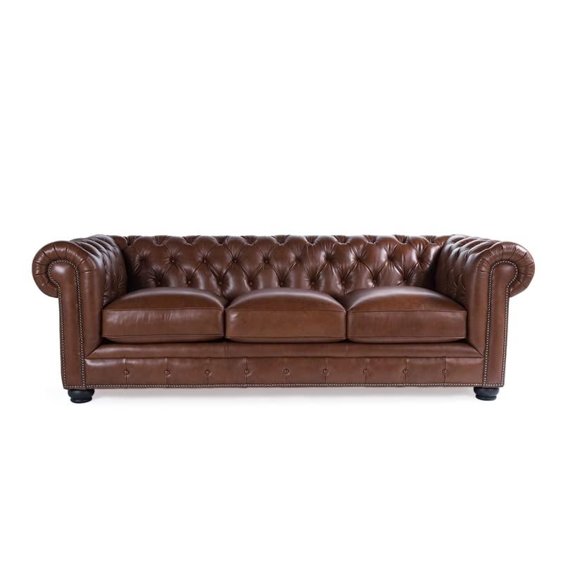 Freddie 95'' Genuine Leather Chesterfield Sofa