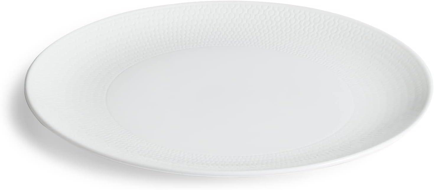 White Embossed Porcelain Geometric Salad Plate