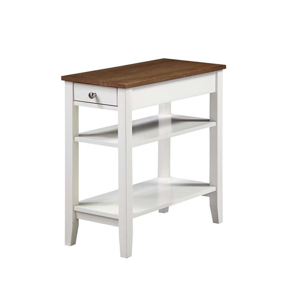 Convenience Concepts American Heritage 1 Drawer Chairside End Table with Shelves, Driftwood/White