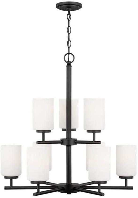 Oslo 26" Black Steel Chandelier with Opal Glass Shades