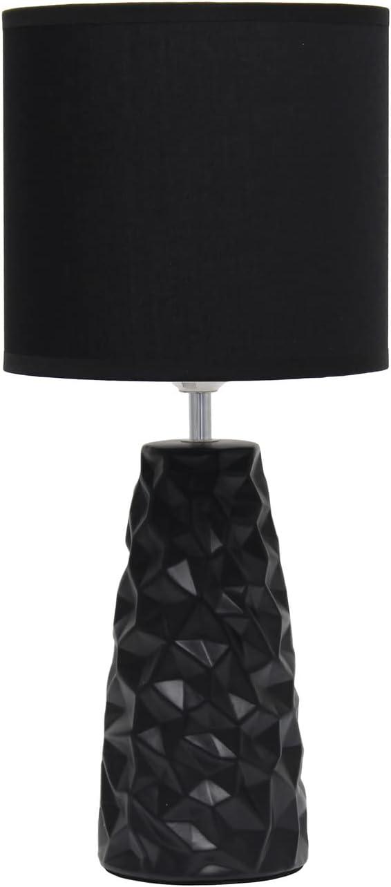 Sculpted Ceramic Table Lamp Black - Simple Designs: Modern Bedside Light, ETL Listed, No Assembly Required