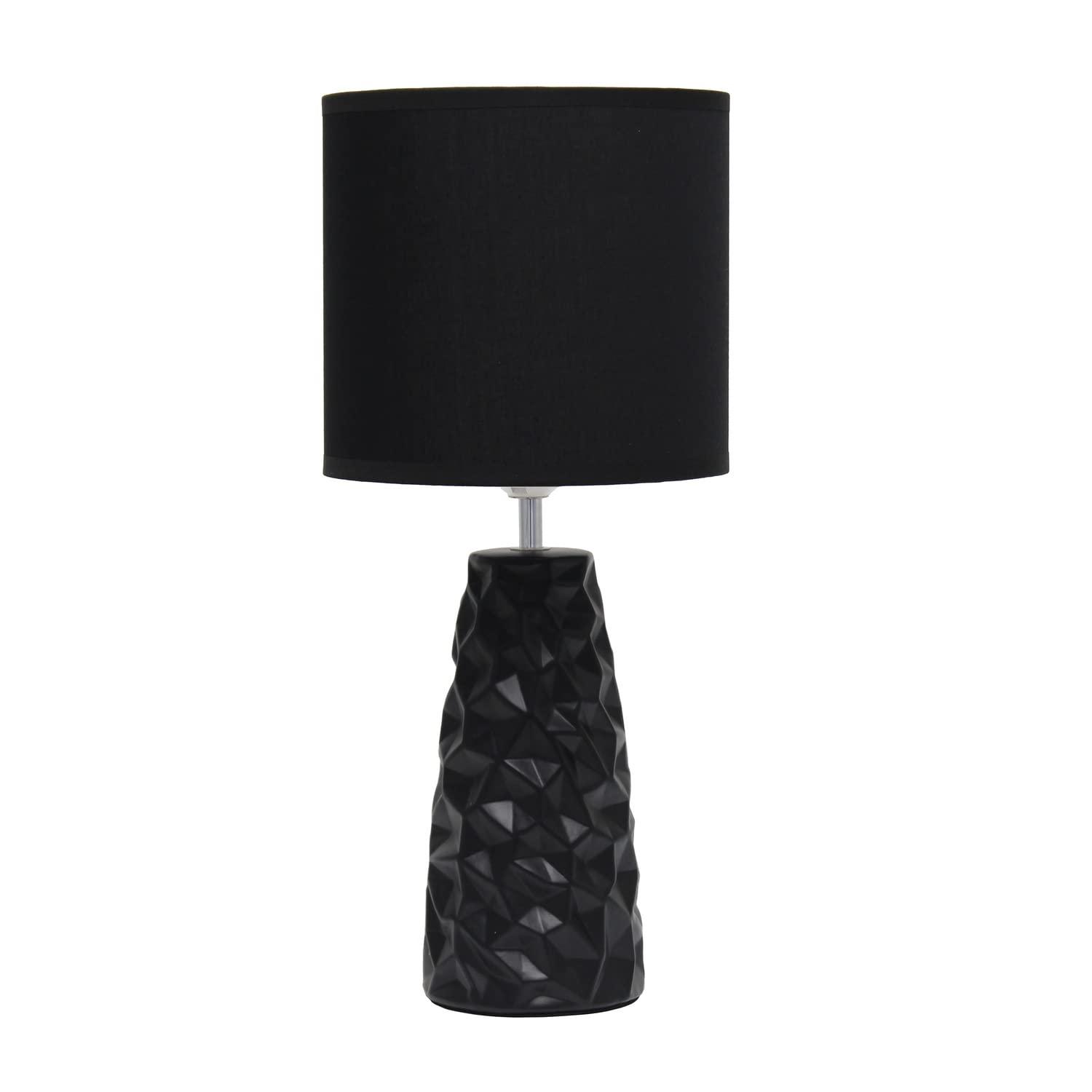 Sculpted Ceramic Table Lamp Black - Simple Designs: Modern Bedside Light, ETL Listed, No Assembly Required