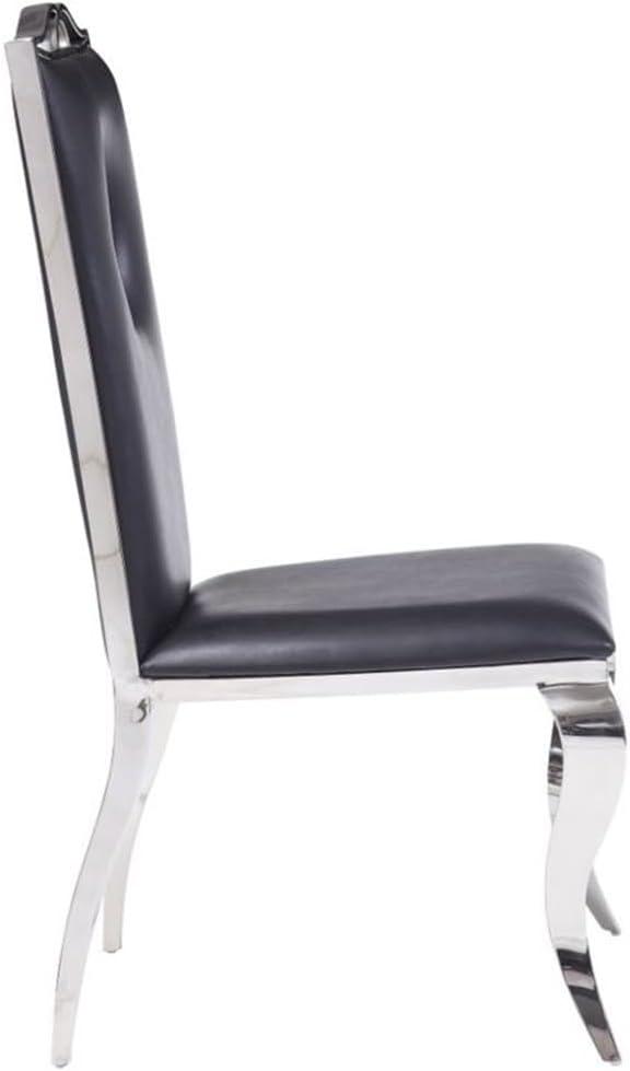 Acme Furniture Cyrene Dining Chairs Black Synthetic Leather/Stainless Steel