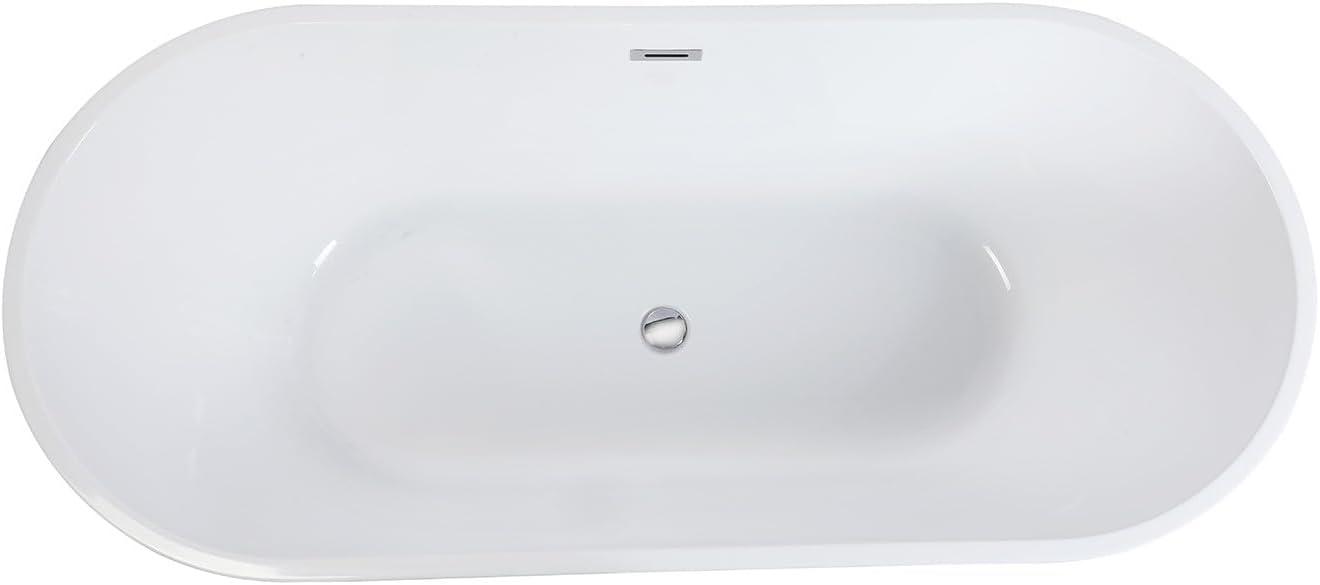 Kingston Brass Aqua Eden 71-Inch Acrylic Oval Double Ended Freestanding Tub with Drain