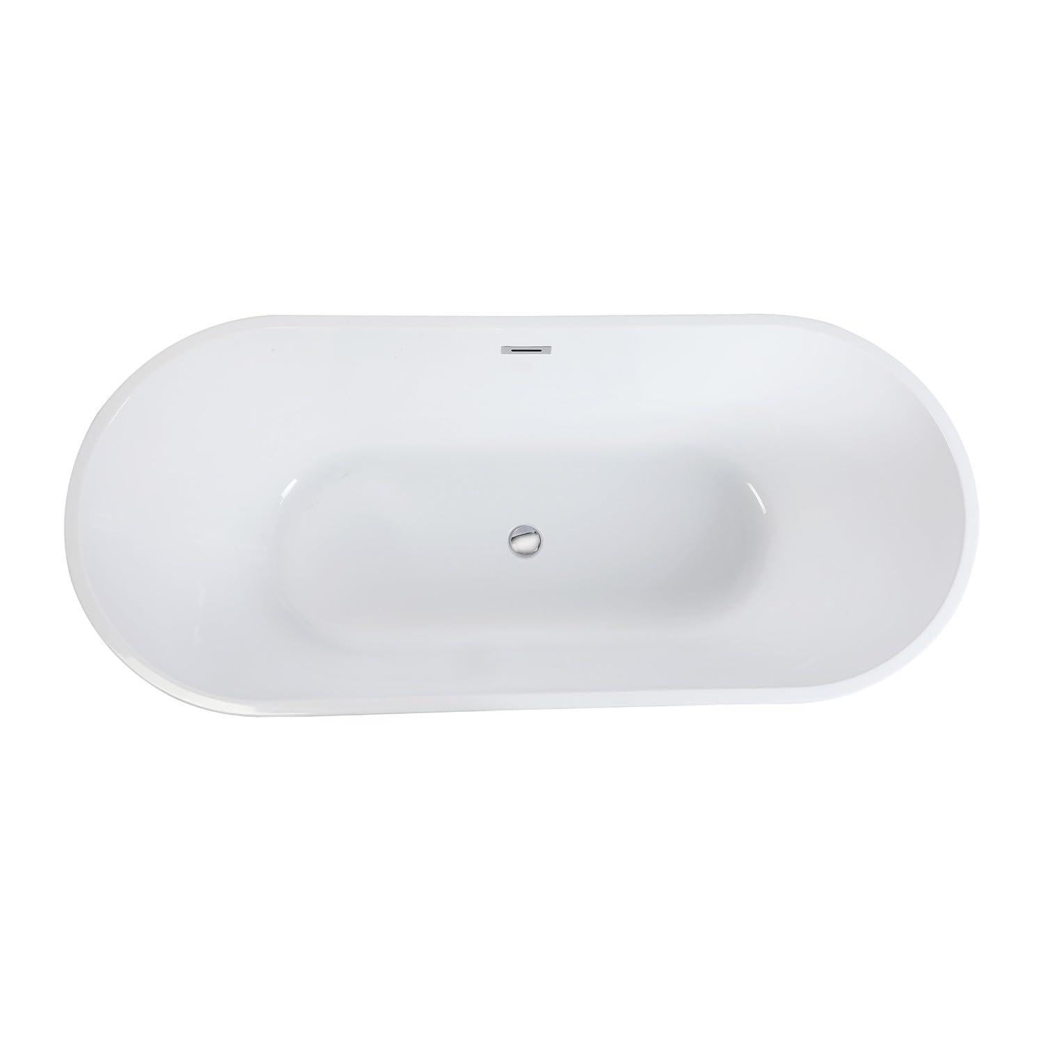 Kingston Brass Aqua Eden 71-Inch Acrylic Oval Double Ended Freestanding Tub with Drain
