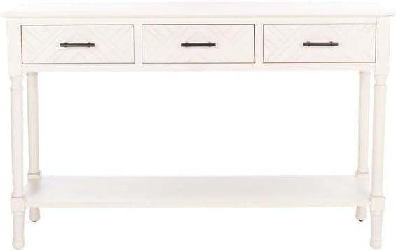 Peyton 3 Drawer Console Table - Distressed White - Safavieh