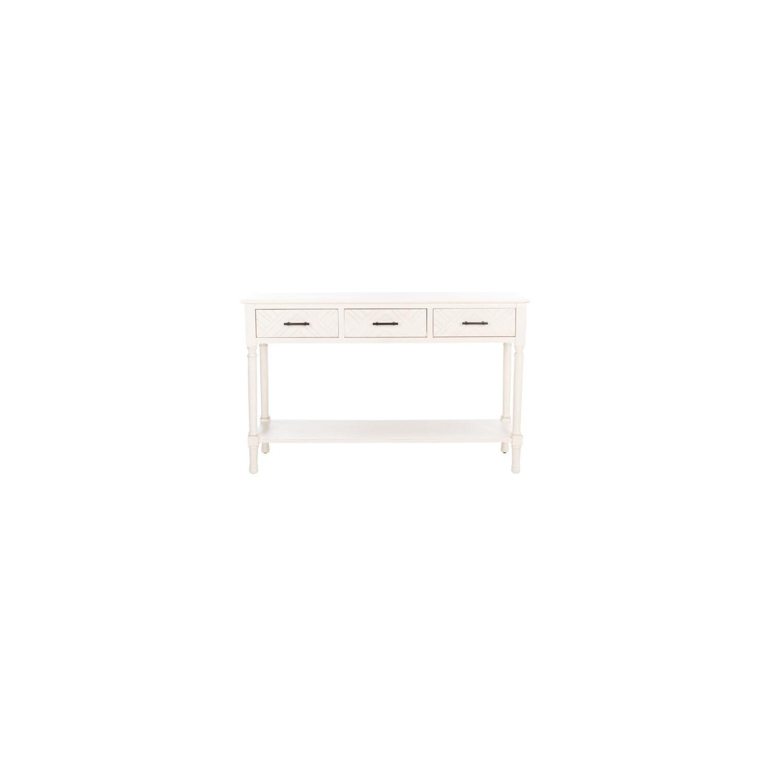 Peyton 3 Drawer Console Table - Distressed White - Safavieh