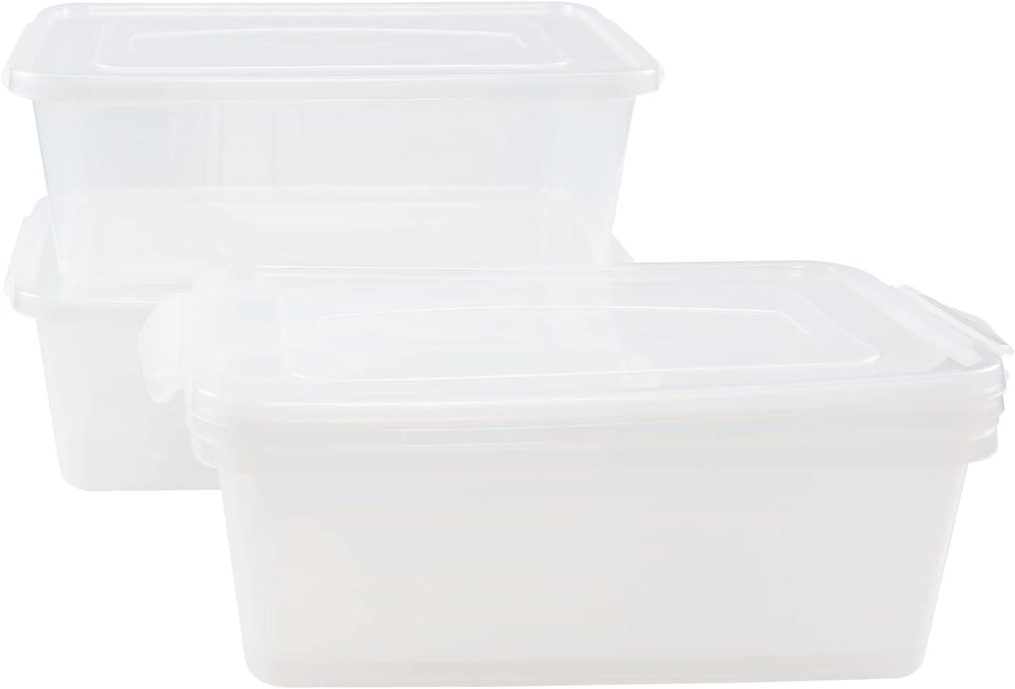 Clear Stackable Plastic Lidded Storage Boxes, 14 Quarts, 4-Pack