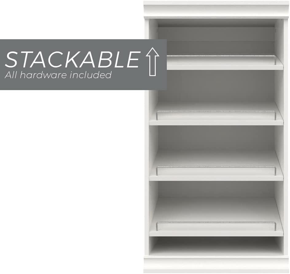 White Stackable Wood and Metal Shoe Shelf Unit