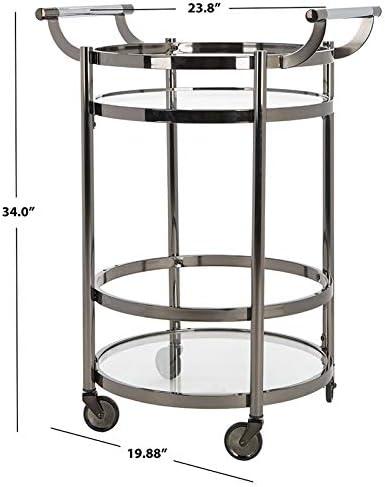 Sienna 2 Tier Round Bar Cart - BCT8001B - Gold/Glass - Safavieh