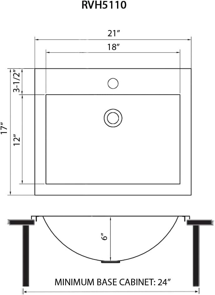 Ruvati 21 x 17 Inch Brushed Stainless Steel Topmount Bathroom Sink