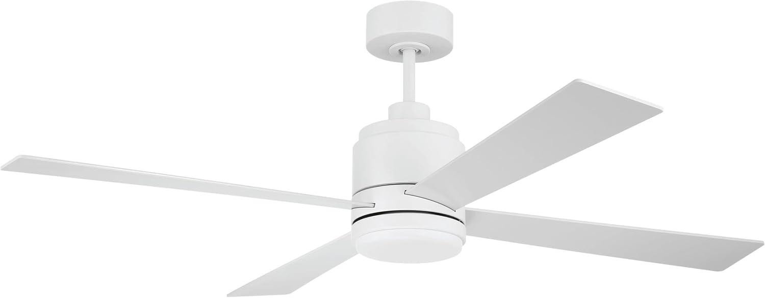 White 52" Modern Ceiling Fan with LED Light Kit