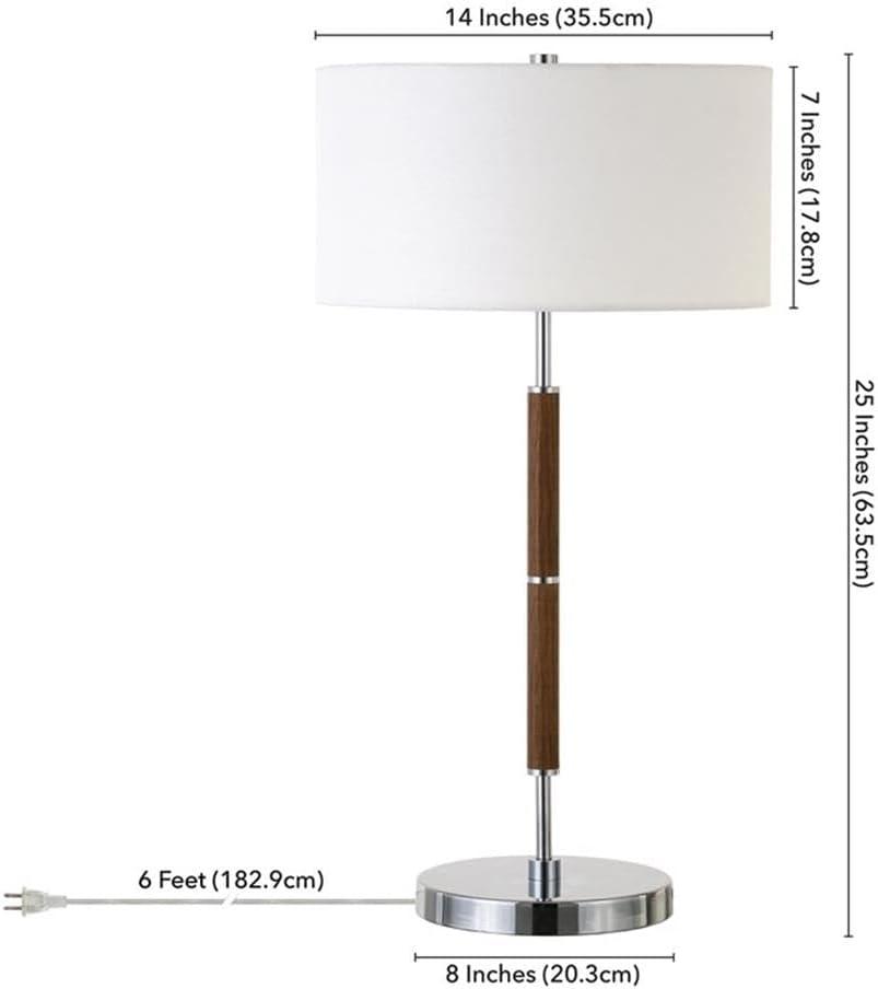 Evelyn&Zoe Simone 25" Industrial Metal Table Lamp with White Drum Fabric Shade