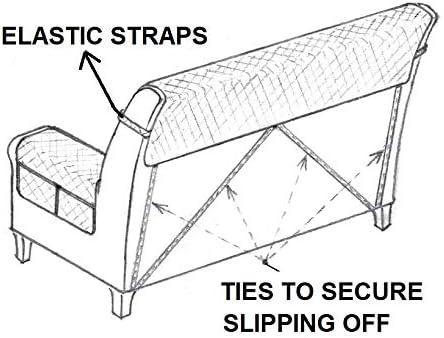 Beige-Taupe Quilted Microfiber Reversible Chair Protector with Pockets