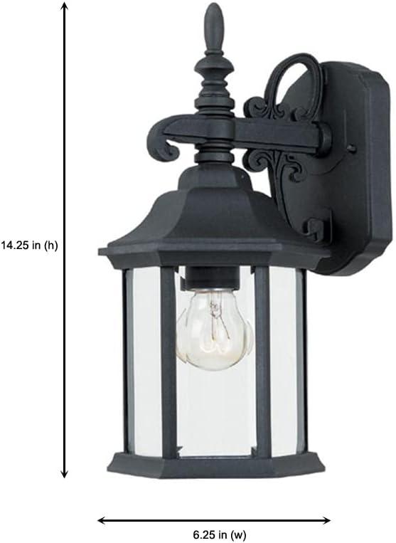 Black Cast Aluminum 14.25" Outdoor Wall Lantern with Clear Glass