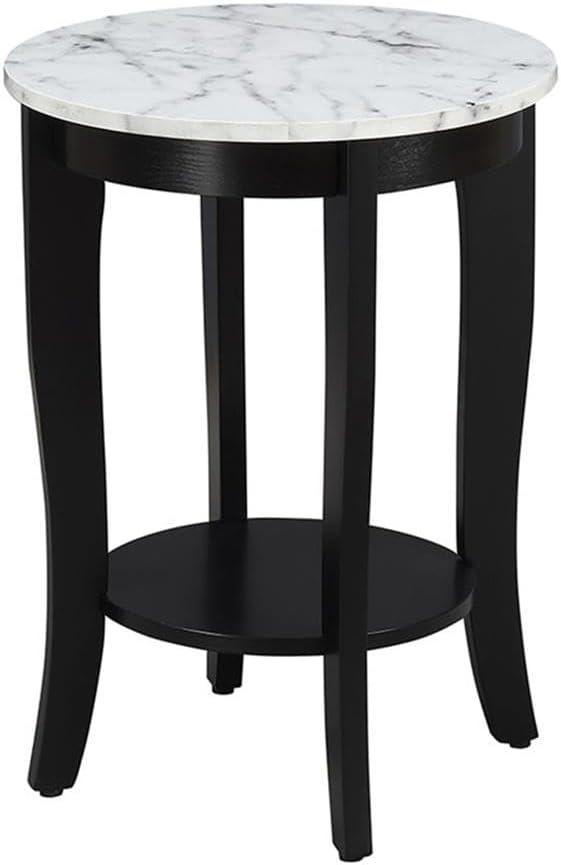 Convenience Concepts American Heritage Round End Table in Black Wood Finish