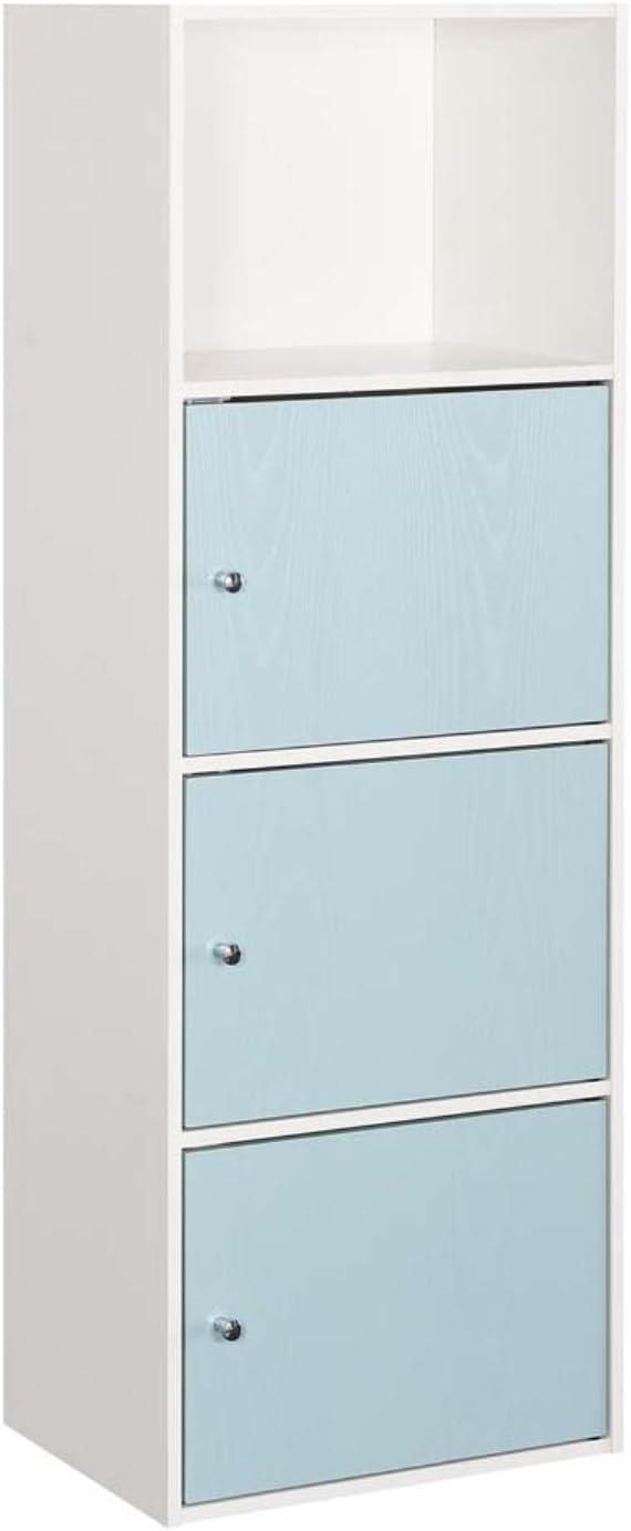 Convenience Concepts Xtra Storage 3 Door Cabinet with Shelf, White/Sea Foam Blue