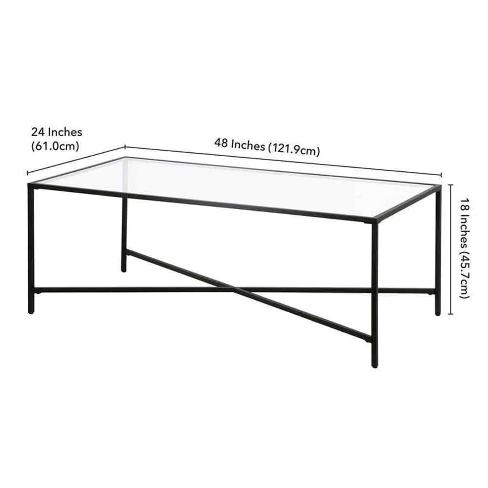 Henn&Hart Black Bronze Coffee Table with Glass Top