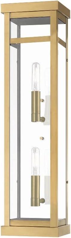 Hopewell Brushed Nickel 2-Light Outdoor Wall Lantern with Clear Glass