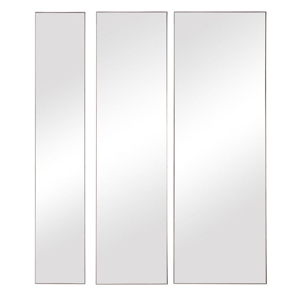 Uttermost Rectangular Vanity Decorative Wall Mirrors Set of 3 Modern Gold Leaf Metal Frame 16" Wide for Bathroom Bedroom Office