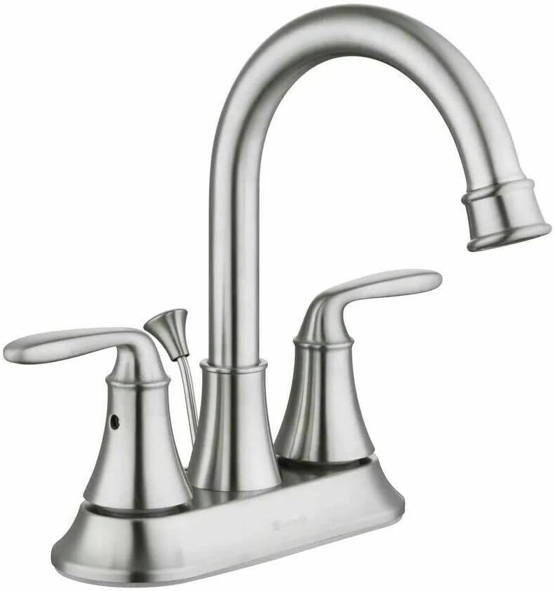 Brushed Nickel Double Handle High Arc Bathroom Faucet