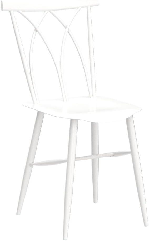 White Cross Back Wood and Metal Side Chair Set