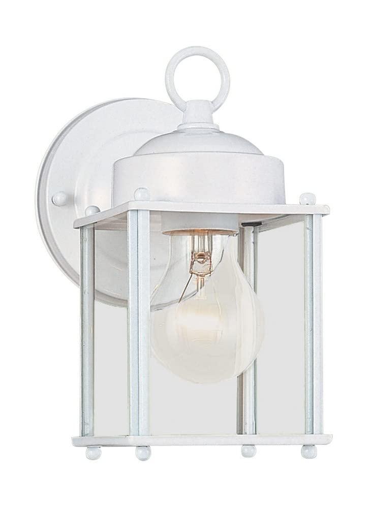 New Castle 1-Light White Outdoor 8.25 in. Wall Lantern Sconce