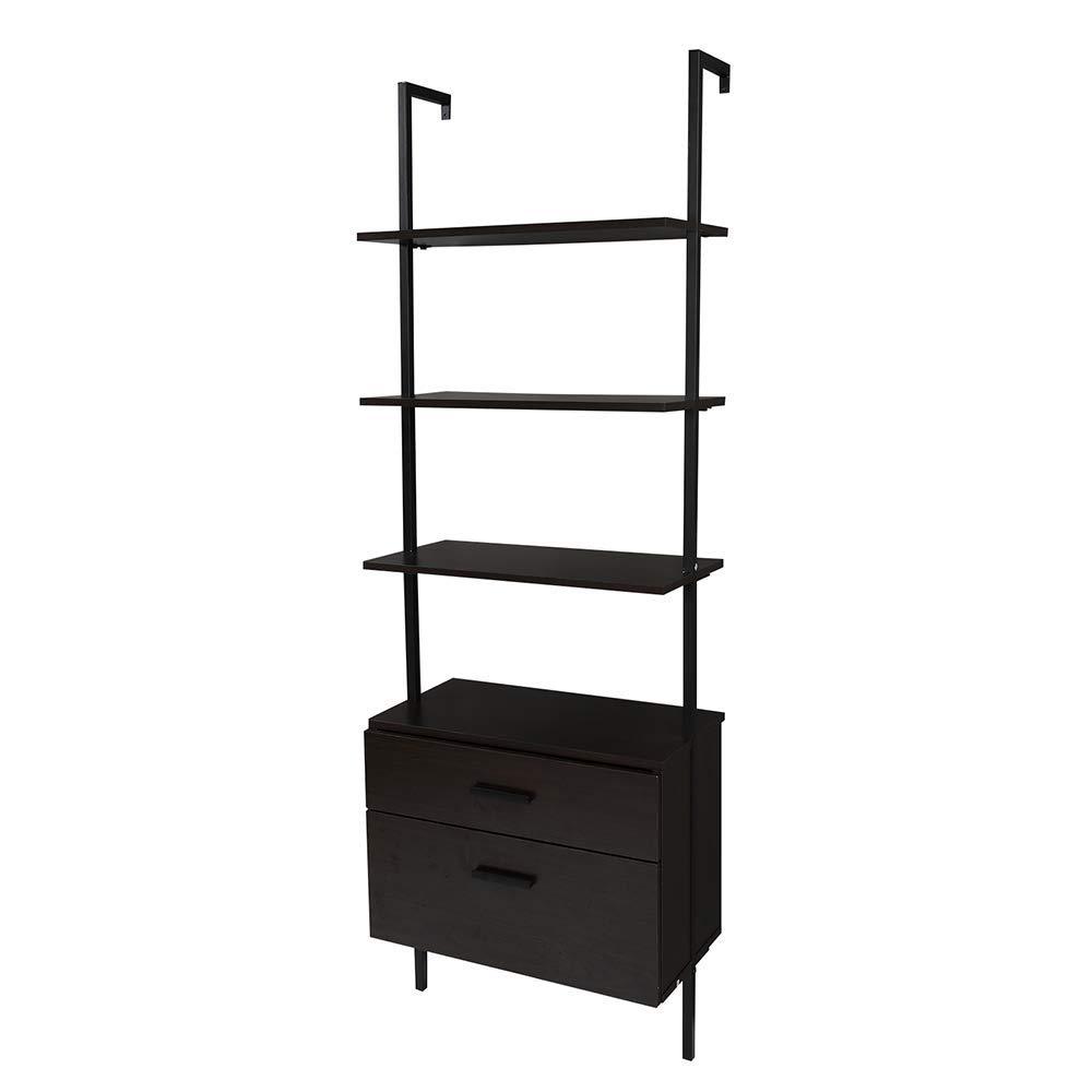 73" Wood Ladder Bookshelf with Storage - Nathan James