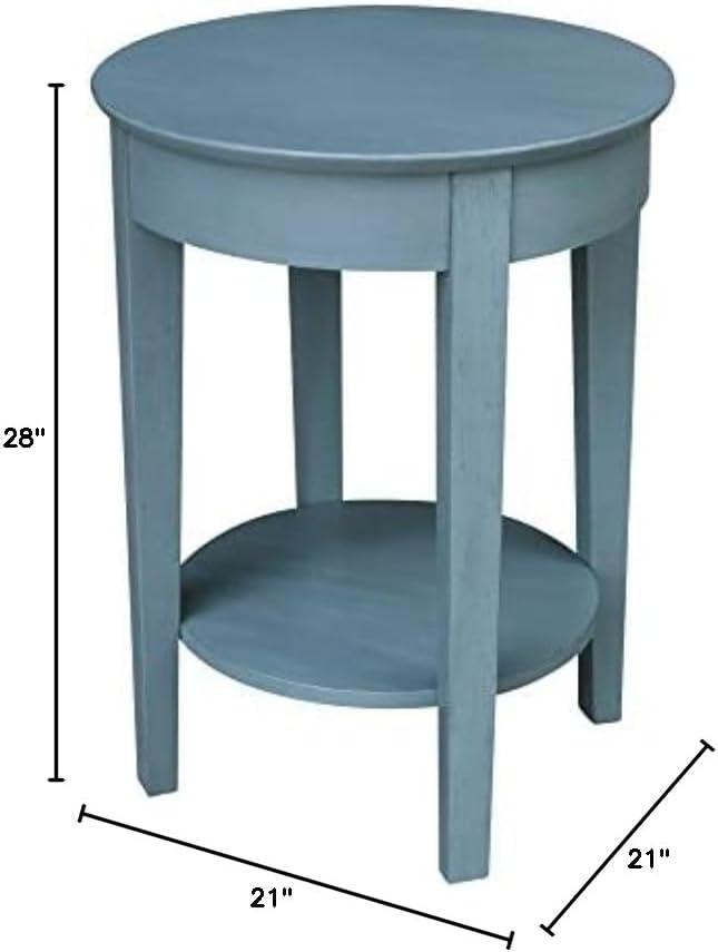 Phillips Antique Rubbed Accent Table with Drawer Ocean Blue - International Concepts: Hardwood Round Side Table with Shelf