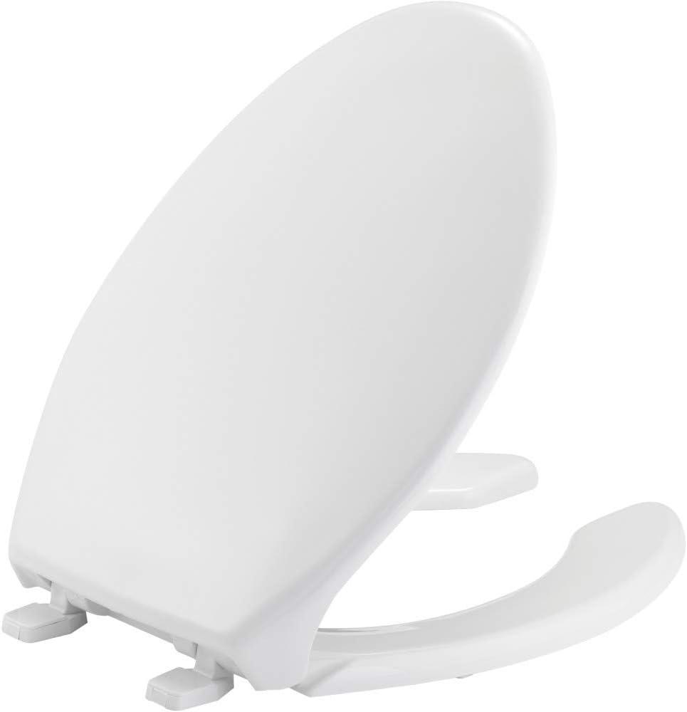 Bemis 7B1950 000 BEMIS 1950 Commercial Heavy Duty Open Front Toilet Seat with Cover, ELONGATED, Plastic, White