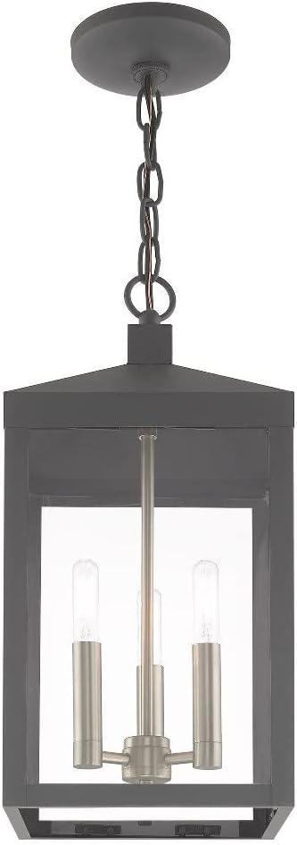 3 Light Outdoor Pendant Lantern with Clear Glass Shade