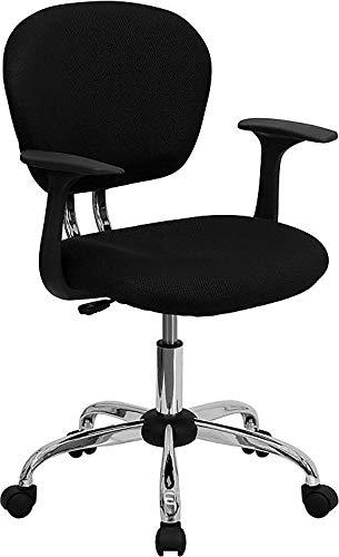 Flash Furniture Beverly Mid-Back Black Mesh Padded Swivel Task Office Chair with Chrome Base and Arms