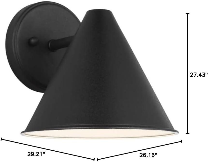 Crittenden Mid-Century Black Aluminum Cone Outdoor Wall Lantern