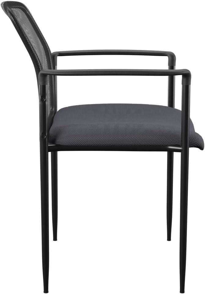 Boss Office Products Office Chair - Gray: Mesh Upholstered, Fixed Arms, Steel Legs, 275 lb Capacity