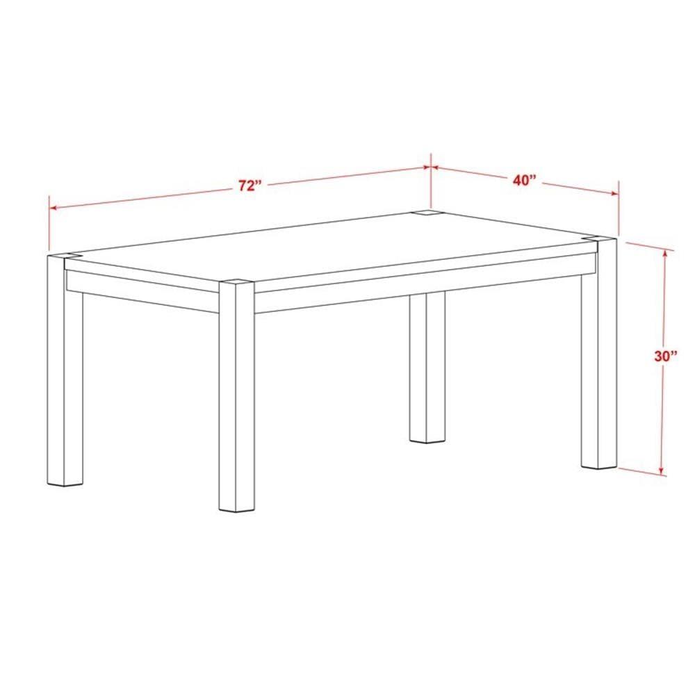 East West Furniture LM7-0N-T  Gorgeous Rectangular Small Dining Table with Antique Walnut Color Table Top Surface and Asian Wood Dinette Table Wooden Legs - Antique Walnut Finish
