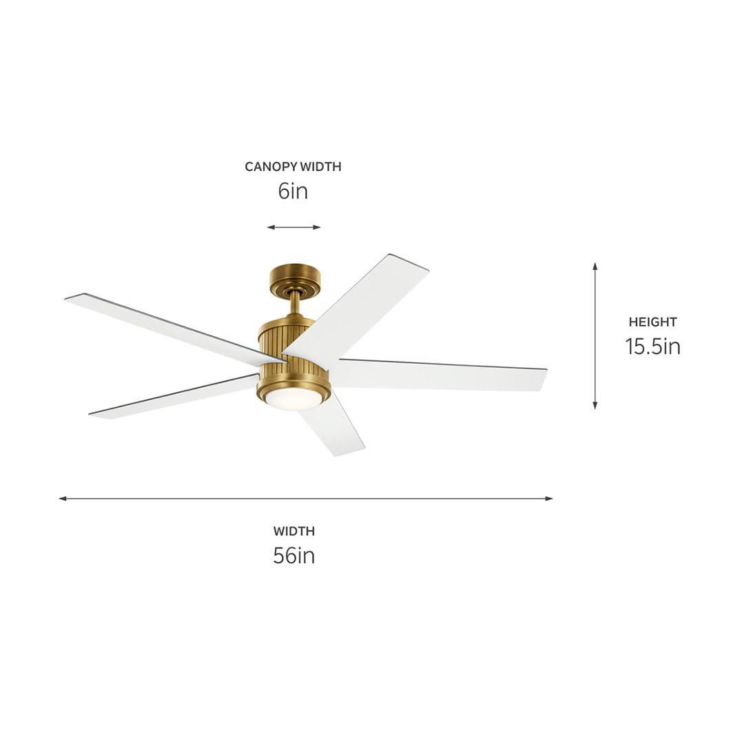 56 Inch Ceiling Fan With Light Kit-Brushed Stainless Steel Finish Kichler Lighting 300044Bss