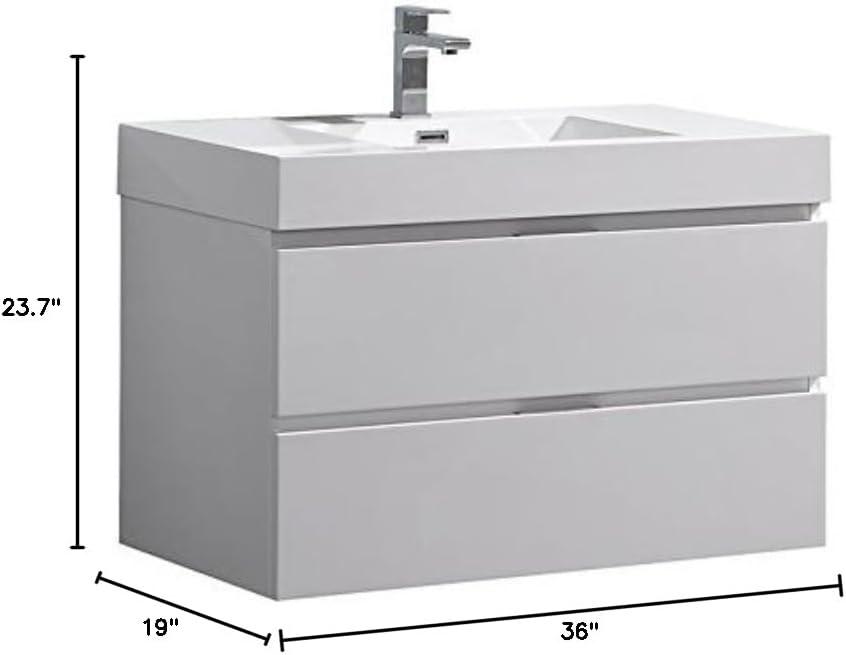 Fresca Valencia 36" Wall Mount Single Sink Bathroom Vanity with Top and Sink (Faucet Not Included)