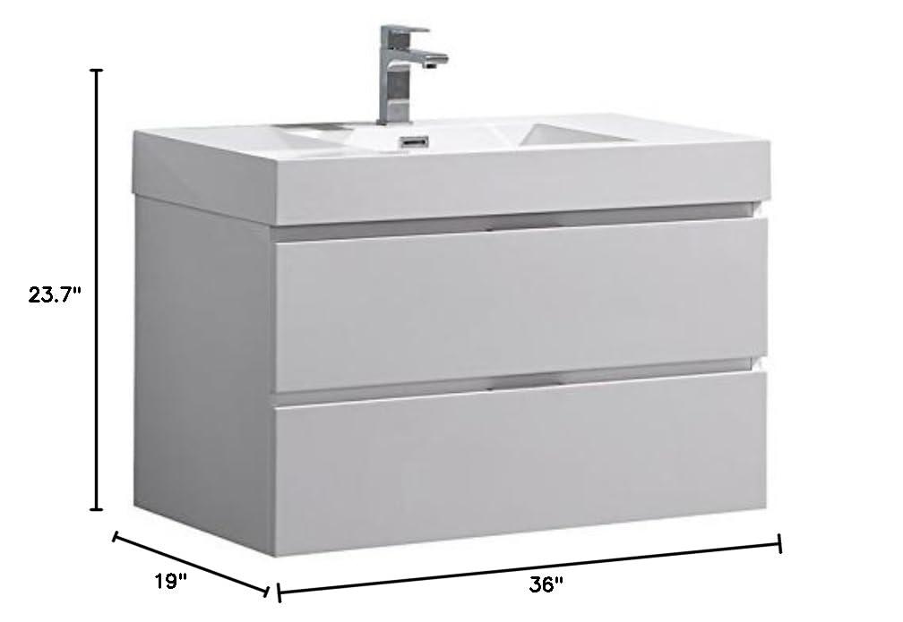 Fresca Valencia 36" Wall Mount Single Sink Bathroom Vanity with Top and Sink (Faucet Not Included)