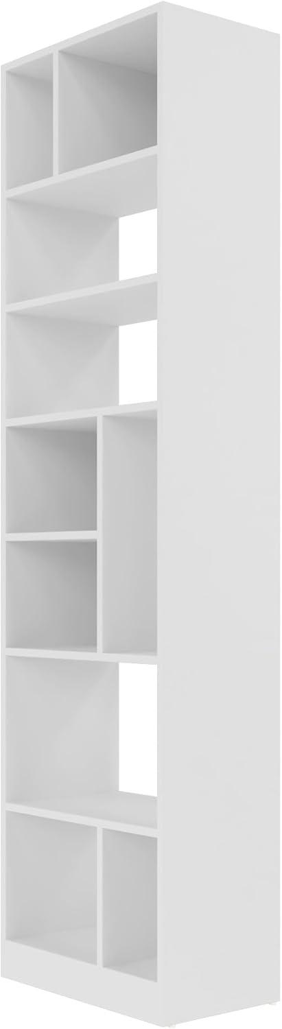 White Modern 8-Shelf Wooden Bookcase