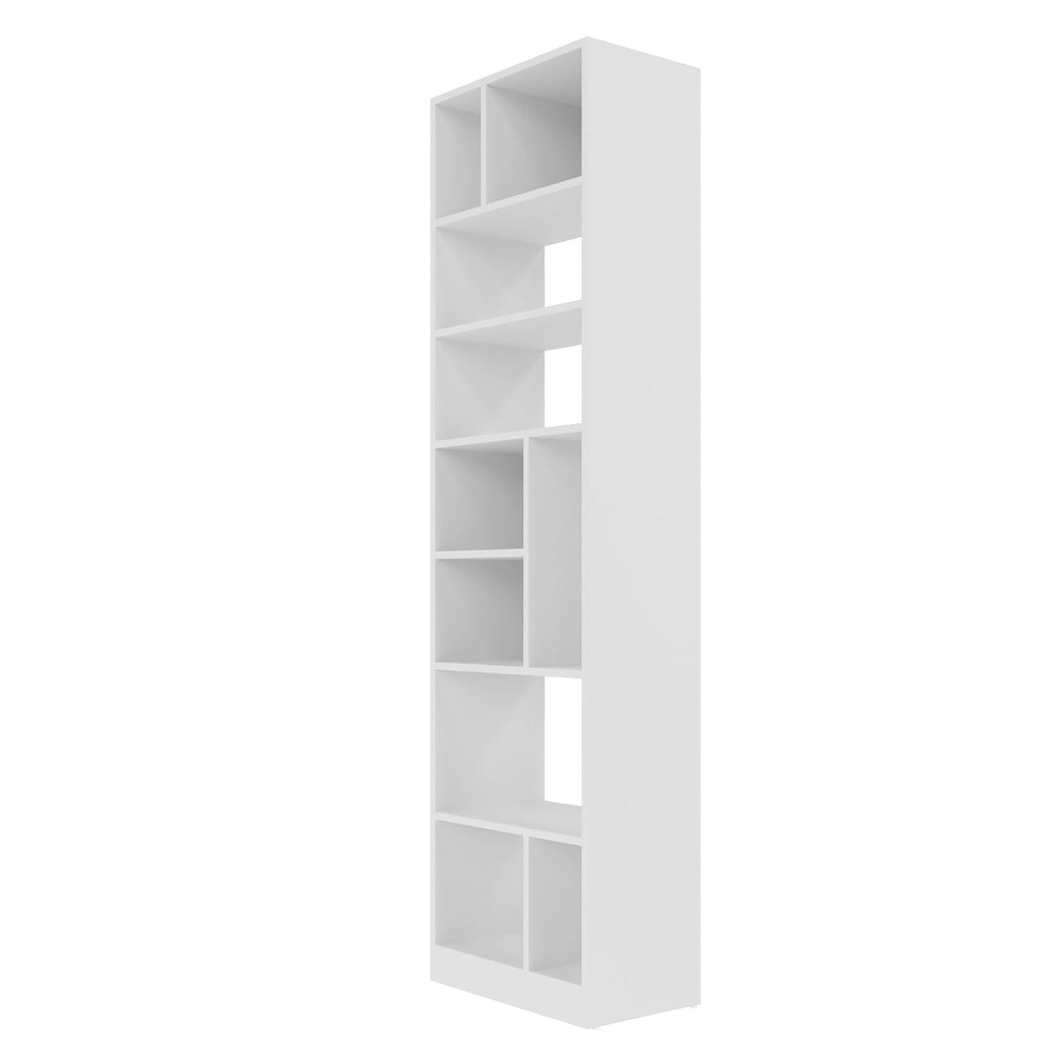 White Modern 8-Shelf Wooden Bookcase