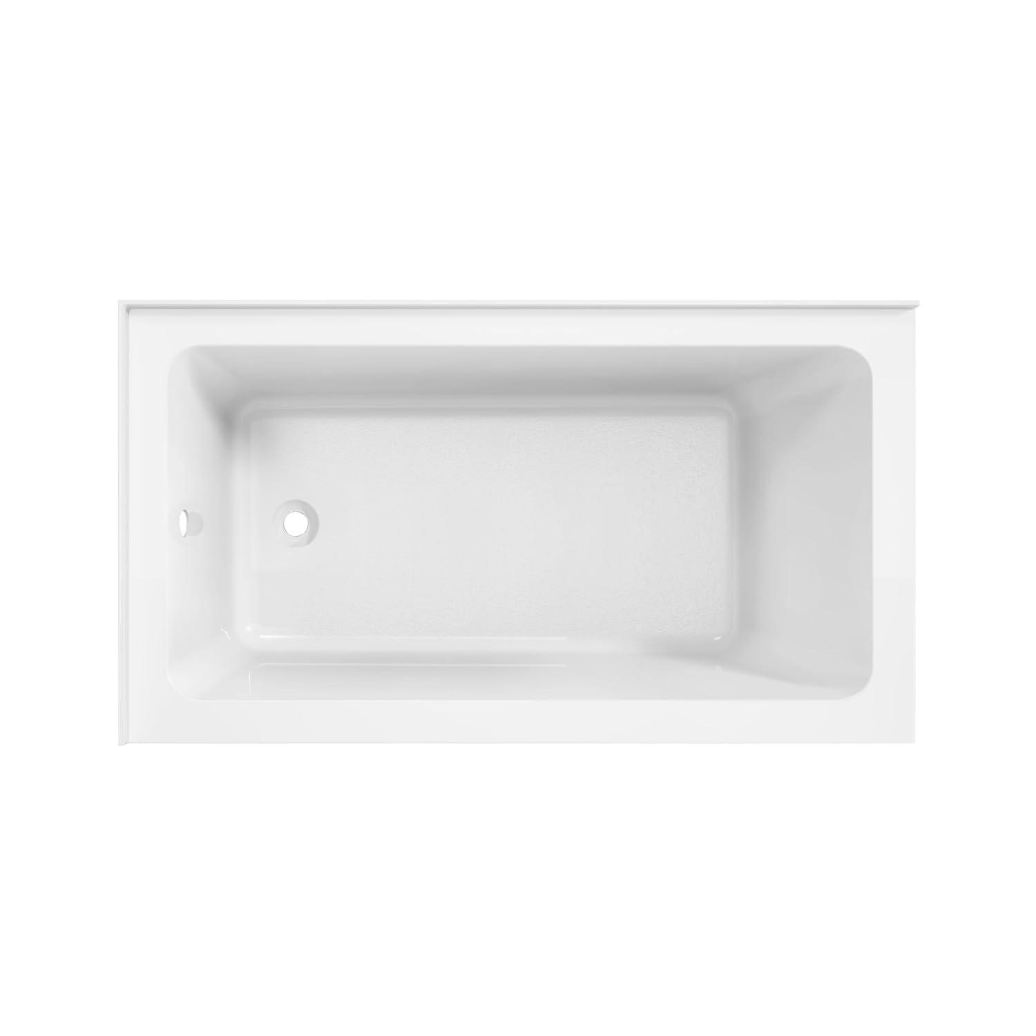 Kingston Brass Aqua Eden 54-Inch Acrylic Rectangular 2-Wall Corner Alcove Tub, Hand Drain