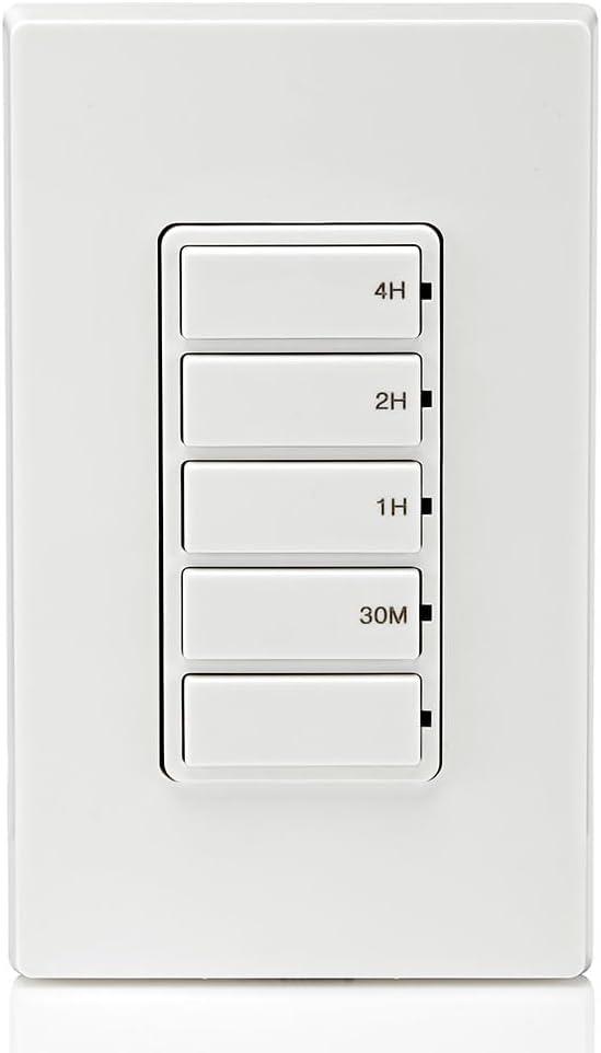 White Digital In-Wall Countdown Timer Switch with Push Buttons