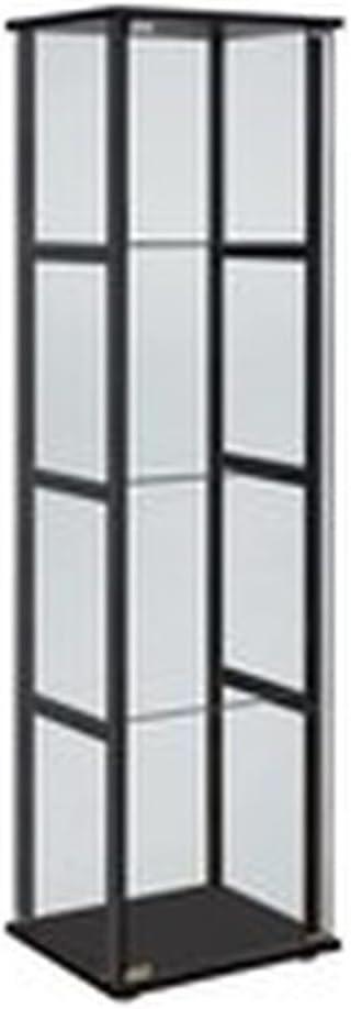 Compact Black Pine and Glass Curio Cabinet with Reversible Door