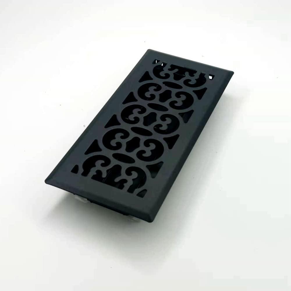 Black Steel Scroll Design 4x10 Floor Register